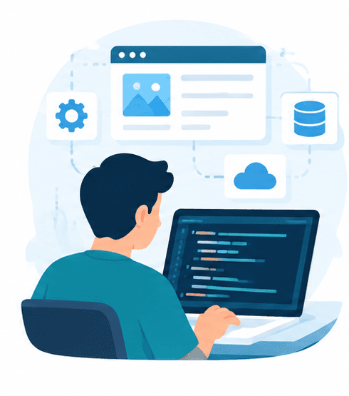 Developer building a software project