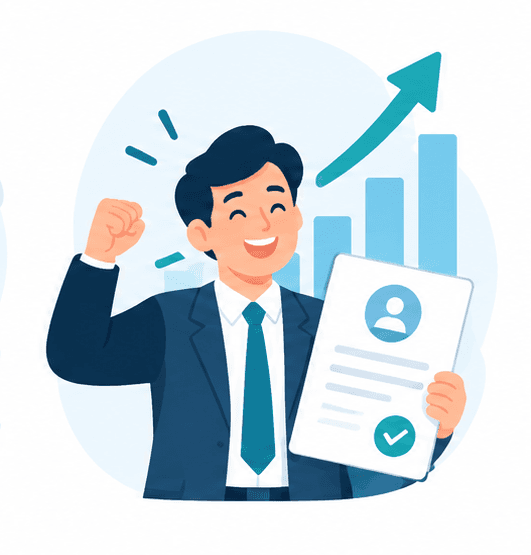 Professional celebrating career growth